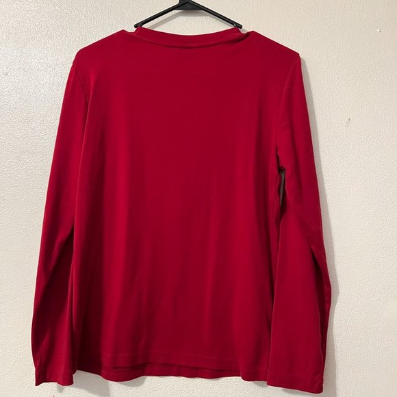 Karen Scott Burgundy beautiful floral embroidery long sleeve sweater - Picture 4 of 10